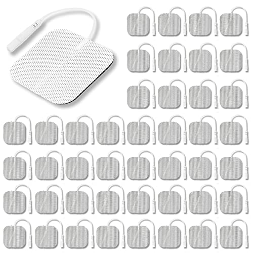 Syrtenty TENS Unit Pads 2'X2' 44 Pcs, 3rd Gen Reusable Latex-Free Replacement Pads Electrode Pads with Upgraded Sticky Electrode Pads Gel and Non-Irritating Design for Muscle Stimulator Electrotherapy