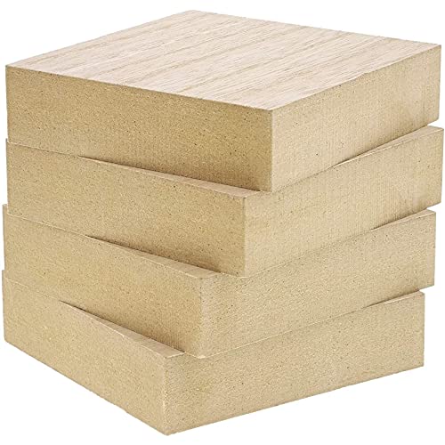 Bright Creations Unfinished MDF Wood Blocks for Crafts, 1 in Thick Wooden Square Blocks (4x4 in, 4 Pack)
