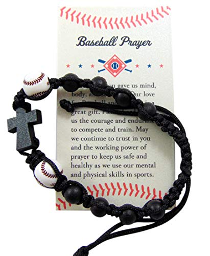 Westmon Works Baseball Bracelet Gift Set for Boys or Girls with Prayer Card and Drawstring Velour Bag