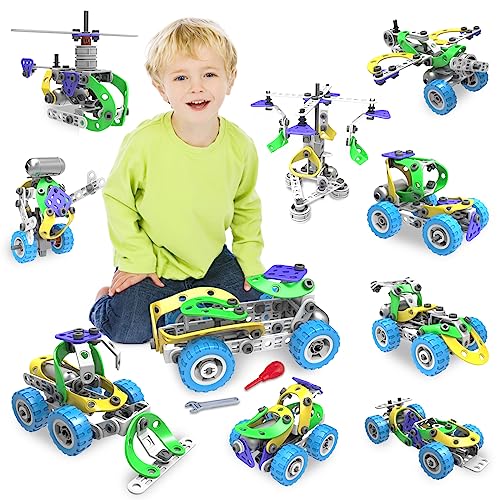 107Pcs Motorized Erector Sets for Kids Ages 4 5 6 7 8+,STEM Building Toys for Boys Girls 3-5 4-8 5-7 6-8 Year Old,Engineering Kit,Electric Motor,Creative Educational Gift Learning Activities