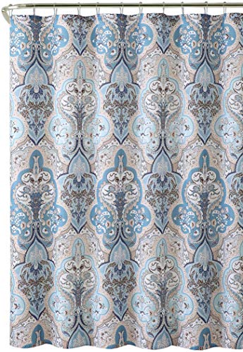 Serafina Home Hotel Quality Fabric Bathroom Shower Curtain: Bohemian - Blue and Brown (72 x 70 inches)