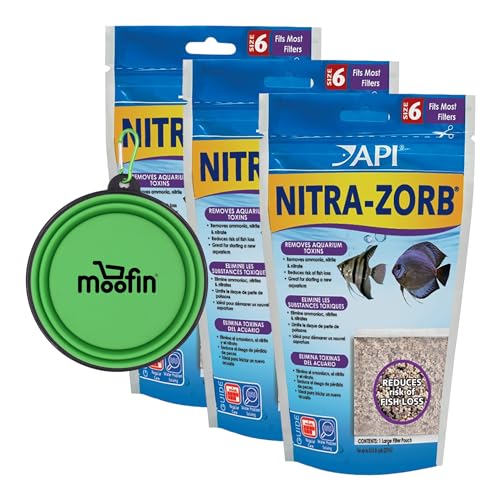 Bundle of Portable Silicone Folding Pet Bowl - 13x, and NITRA-ZORB Size 6 Aquarium Canister Filter Filtration Pouch 1-Count Bag, Pack of 3