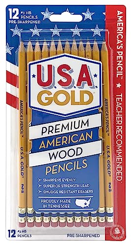 Write Dudes USA Gold Premium Cedar No. 2 Pre-Sharpened Pencils 12-Count (DDR56)