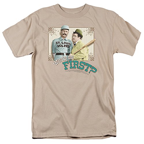 Abbott & Costello Who's On First Adult T-Shirt, Large Brown
