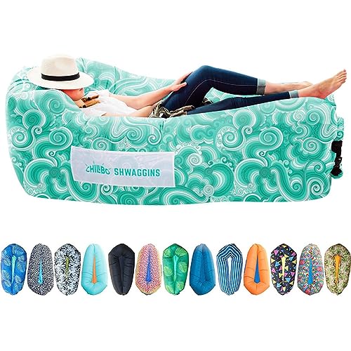 Chillbo Shwaggins Inflatable Couch – Cool Inflatable Chair Easy Setup is Perfect for Hiking Gear, Beach Chair and Music Festivals. (Green Wave)