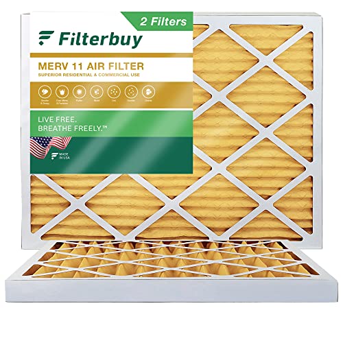 Filterbuy 16x20x2 Air Filter MERV 11 Allergen Defense (2-Pack), Pleated HVAC AC Furnace Air Filters Replacement (Actual Size: 15.50 x 19.50 x 1.75 Inches)