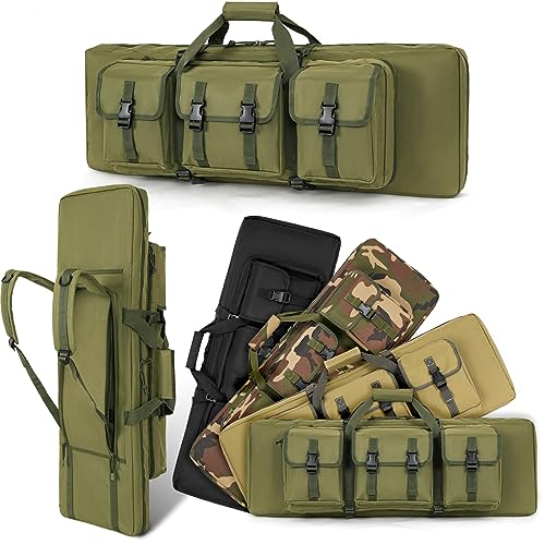 DULCE DOM 42 inch Double Rifle Case Soft Bag Gun Case, Perfect for Rifle Pistol Firearm Storage and Transportation, All Around Shooting Range Tactical Rifle Backpack, Indoor Outdoor