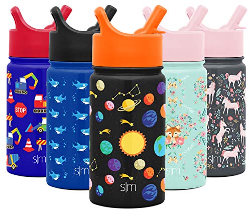 Simple Modern Kids Water Bottle with Straw Lid | Insulated Stainless Steel Reusable Tumbler for Toddlers, Boys | Summit Collection | 14oz, Solar System
