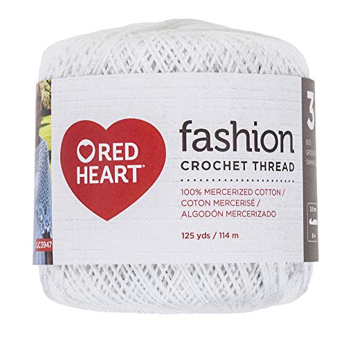 Red Heart Fashion Crochet Thread, 3, White 375 Foot