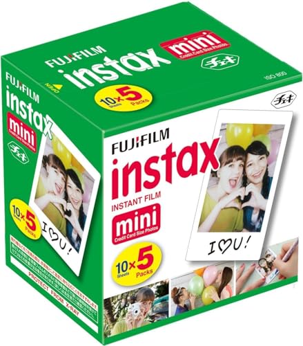 Fujifilm Instax Mini Instant Film, 10 Sheets×5 Pack(Total 50 Shoots)