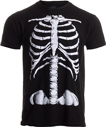 Ann Arbor T-shirt Co. Unisex Adult Skeleton Rib Cage | Jumbo Print Novelty Halloween Costume, 2XL Black