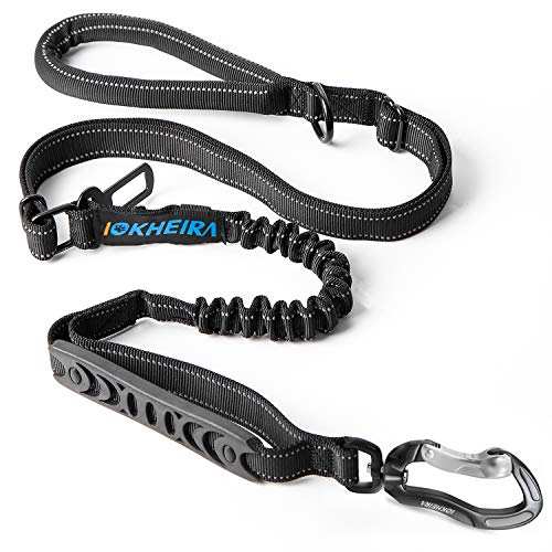 IOKHEIRA Multifunctional Leash with Car Seatbelt for Large, Medium Dogs, Adjustable, 4-6 FT Strong Bungee Leash