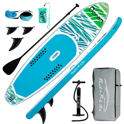 FEATH-R-LITE Inflatable Stand Up Paddle Board SUP with Premium Paddleboard Accessories, Advanced Multifunctional Paddle Boards Wide Stable Non-Slip Deck for Adults and Youth Blue 10'5''x33''x6''
