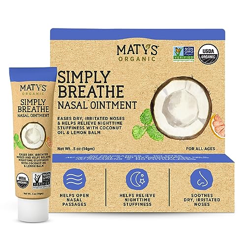 Matys Simply Breathe Nasal Ointment – Dry Nose Relief – Soothes Sore Noses from Air Travel, Dry Climates, CPAP Use & More –Natural Saline Alternative for Adults & Kids – 0.5 oz