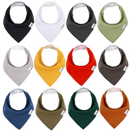 12 Pack Organic Cotton Baby Bandana Bibs for Drooling and Teething Boys and Girls