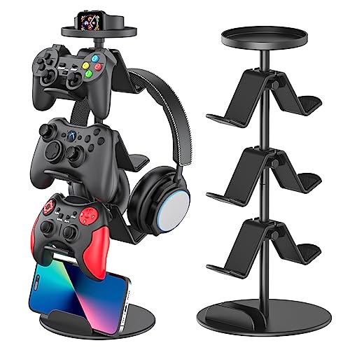 OURCO Game Controller Stand Headphone Holder, Multi Adjustable Game Controller Headset Hanger for All Universal Gaming PC Accessories, Xbox PS4 PS5 Nintendo Switch (4 Layers)