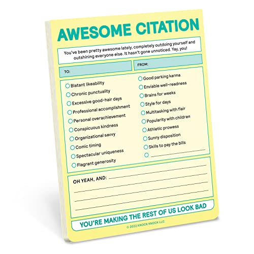 Knock Knock Awesome Citation Note Pad, Encouragement Checklist Nifty Notes (Pastel), 4 x 5.25-inches