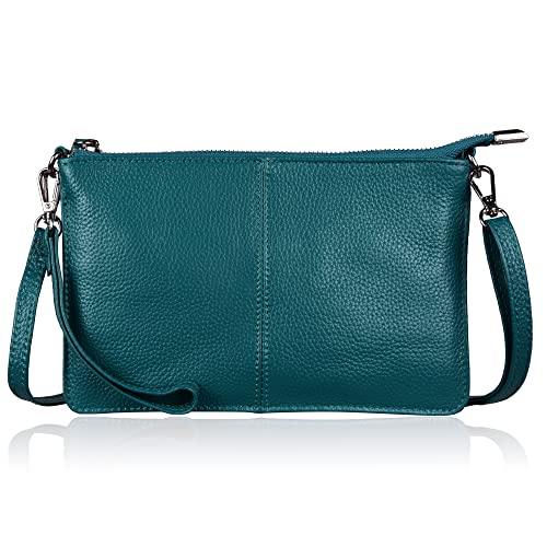 befen Women's Leather Wristlet Clutch Phone Wallet Mini Crossbody Purse Bag with Card Slots (Teal)