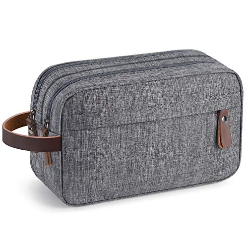 TOUPONS Men Travel Toiletry Organizer Bag Water-resistant Shaving Dopp Kit Bathroom Bag Grey