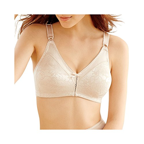 Bali Womens Double Support Wireless Bra, Lace With Stay-in-place Straps, Full-coverage Bras, Soft Taupe, 38C US