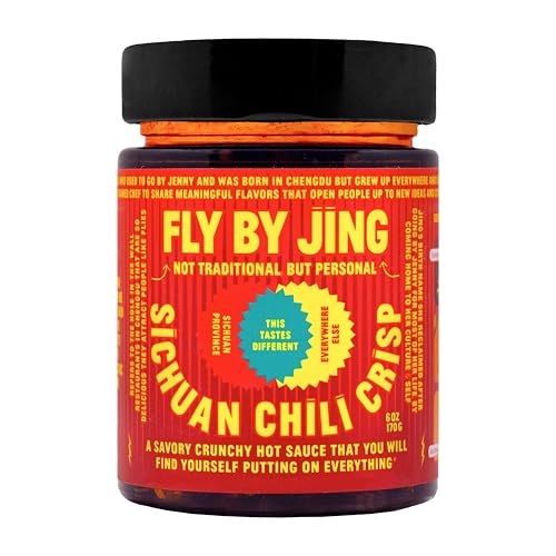 FLYBYJING Sichuan Chili Crisp - Premium Spicy Savory All-Natural Vegan Chili Oil - Crunchy Hot Sauce, Good on Everything, Sugar Free - 6oz (Pack of 1)