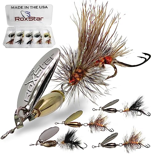 RoxStar Fly Strikers Proven Nationwide to Out-Fish Any Spinner | Hand-Tied in The USA | Most Versatile Fishing Spinner Ever! Trout, Bass, Steelhead | Stop Fishing - Start Catching (1/8oz Series 1)