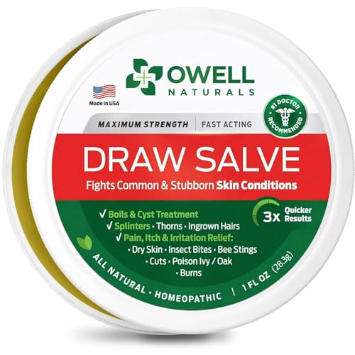 OWELL Naturals Drawing Salve Ointment 1oz, ingrown Hair Boil & Cyst, Splinter Remover, Bug and Spider Bites, bee Sting, Mosquito bite Itch Relief, Poison Ivy