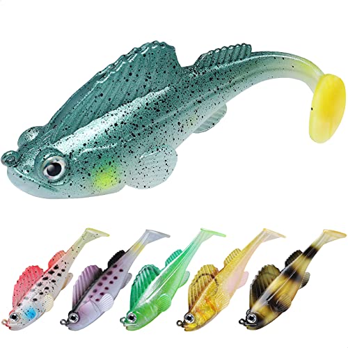 TRUSCEND Pre-Rigged Fishing Jigs, 1:50 Super Durable Soft Swimbait, Well-Made Lifelike Fishing Lures, Weedless Lure for Bass Trout Walleye, Saltwater Fishing Gear