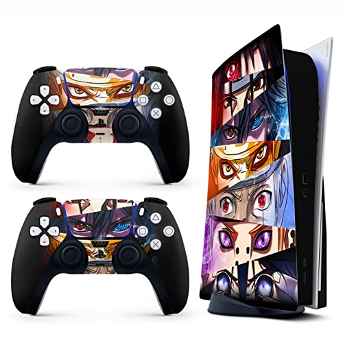 HK Studio Anime Eyes Decal Sticker Skin Specific Cover for Both PS5 Disc Edition and Digital Edition - Waterproof, No Bubble, Including 2 Controller Skins and Console Skin