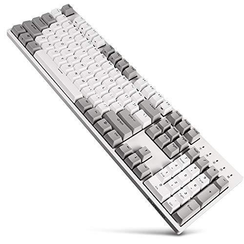 DURGOD Gaming Mechanical Keyboard with Cherry MX Silent Red Switches - 104 Key - Double Shot PBT - NKRO - USB Type C - for Gamer/Typist(White,ANSI/US)