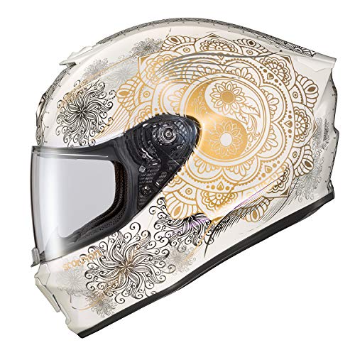 ScorpionEXO R420 Full Face Motorcycle Helmet with Bluetooth Ready Speaker Pockets DOT Snell Namaskar (White - Large)
