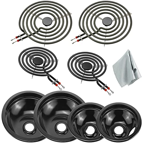 5304430149 5304430150 Porcelain Drip Pan Set & MP22YA Electric Range Burner Element Unit Set Compatible with Frigi-daire Ken-more Range Oven Replaces 318067041 318067051 by Fetechmate