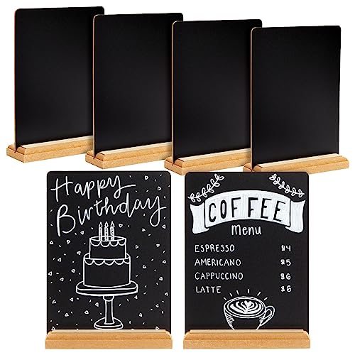 Juvale 6 Pack Mini Chalkboard Signs with Stand for Table Decorations, Restaurant Food Display, Message Boards, Small Business, Wedding, Banquet, Coffee Shop (6 x 8 Inches)