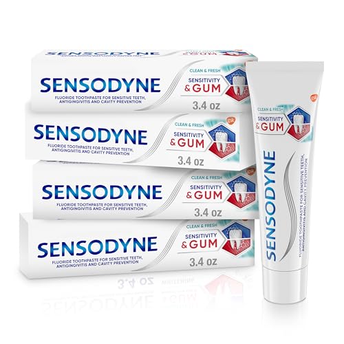 Sensodyne Sensitivity & Gum Sensitive Toothpaste for Gingivitis, Sensitive Teeth Treatment, Clean & Fresh - 3.4 Ounce (Pack of 4)