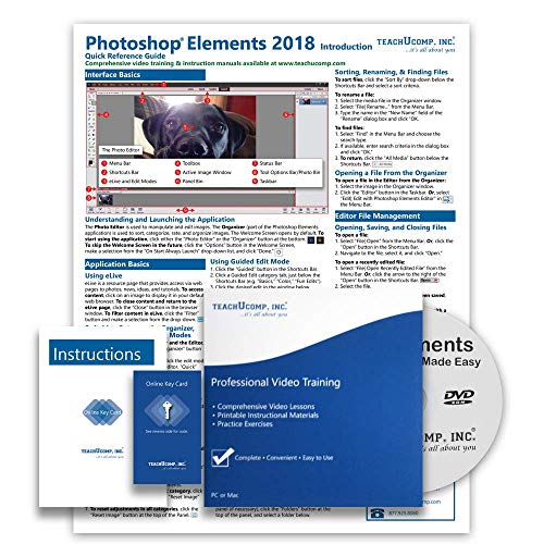 TEACHUCOMP DELUXE Video Training Tutorial Course for Photoshop Elements 2018- Video Lessons, PDF Instruction Manual, Quick Reference Guide, Testing, Certificate of Completion