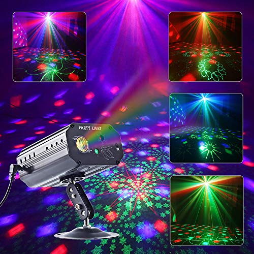 Party Lights, RGB 3 Lens Remote Party Laser Light Sound Activated dj Lights DJ Disco Stage Laser Light LED Projector for Christmas Halloween Decorations Gift Birthday Gathering Wedding KTV Bar