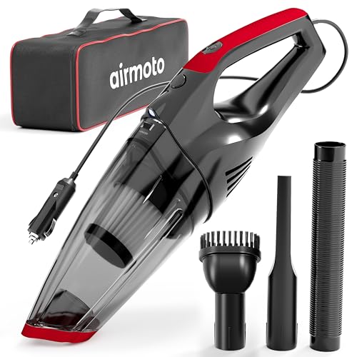 Airmoto Car Vacuum Cleaner High Power with 16 Ft Cord - 12V Portable Handheld Vacuum Cleaner for Car - Dust Buster with Strong Suction - Car Accessories for Women and Men