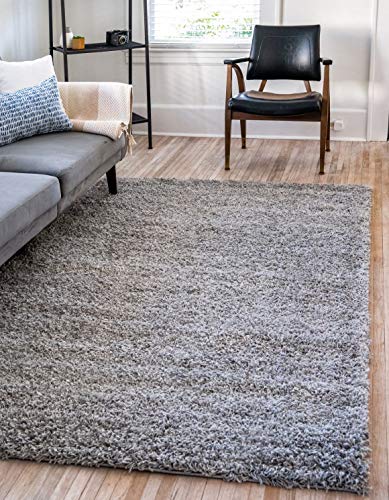 Unique Loom Solid Shag Collection Area Rug (5' 1' x 8' Rectangle Cloud Gray)