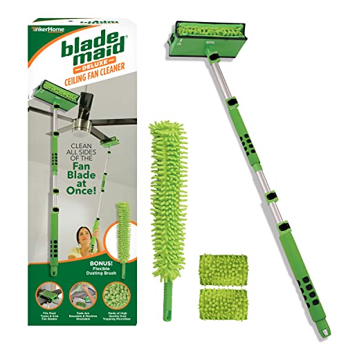 Blade Maid Deluxe Ceiling Fan Cleaner- Cleaning Tool with 6 Foot Extendable Pole, Cleaning Head, Reusable Fiber Duster, & Flexible Dusting Brush