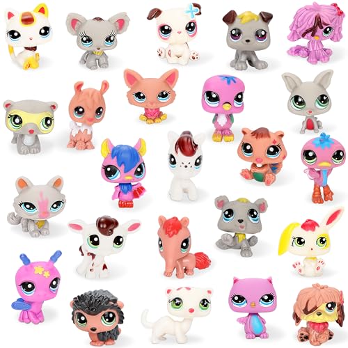 Mini Shop Pet Figure Toys - 24PCS Cute Pet Action Figure Series for Kids Fans - Shorthair Cat, Collie, Dachshund, and More - Birthday Gift, Easter Egg Hunt, Classroom Prize