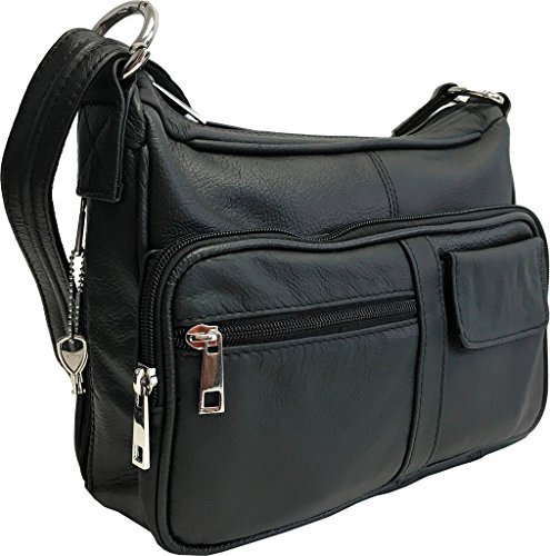 Vine Branch Genuine Leather Locking Concealment Purse CCW Concealed Carry Gun Bag Handbag, Ambidextrous, Black