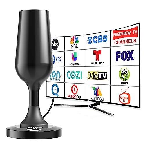 Digital TV Antenna for Smart Tv, 2024 Newest Digital HDTV Antenna Indoor Outdoor with Strong Magnetic Base,Support 4K 1080p for Free Local Channels (Black-V157)