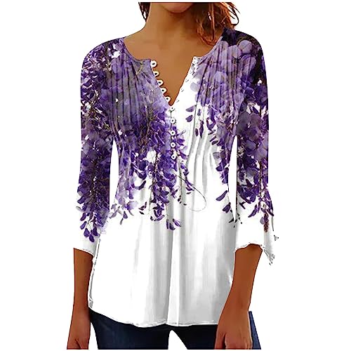 Womens Tops Button Down Dress Shirts for Women Hawaiian Shirt Long Sleeve Button Down Women Ladies Tunic Tops Light Pink Corset Top Petal Sleeve Blouse for Women,Dark Purple,X-Large