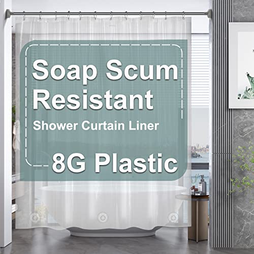 AmazerBath Plastic Shower Curtain Clear Premium PEVA, Clear Shower Curtain Heavy Duty 8G, Weighted Shower Curtains for Bathroom Accessories with 3 Big Stones and 12 Rustproof Grommets, 72x72 Inches