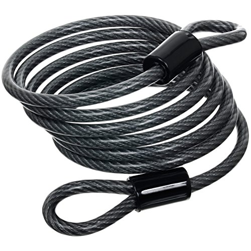BRINKS - 6 ft x 1/4' Flexible Steel Loop Cable - Heavy Duty Vinyl Wrap for Corrosion Protection, Gray