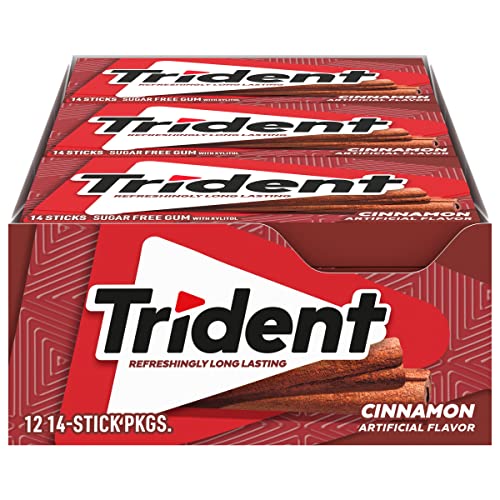 Trident Cinnamon Sugar Free Gum, 12 Packs of 14 Pieces (168 Total Pieces), 12546011471