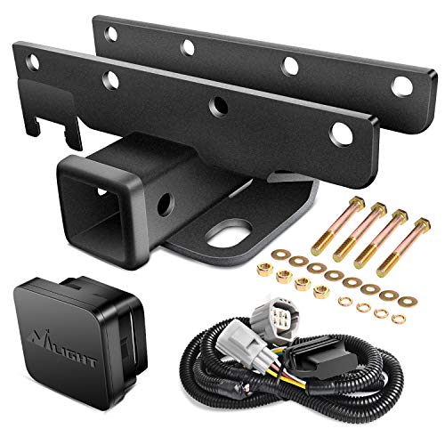 Nilight - JK-61A 2' inch Rear Bumper Tow Trailer Hitch Receiver Kit, Compatible for 2007-2018 Jeep Wrangler JK 4 Door & 2 Unlimited, w/4-Pin Wiring Harness (Exclude JL Models)