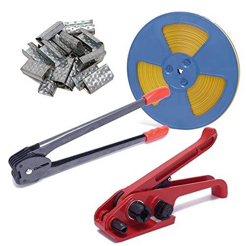 LNYEBN All-in-One Banding Strapping Kit with Poly Strapping Tensioner, 3200' PP Band, 100 Metal Seals, and Sealer Tools