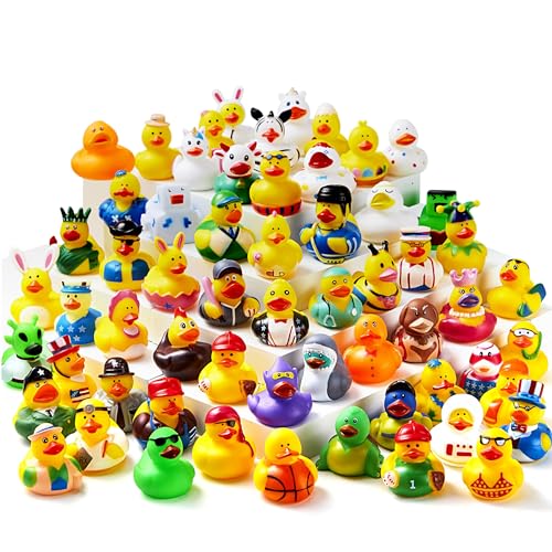 JOYIN 30 Pcs Rubber Ducks, Random Assortment Mini Rubber Duckie Toys with Mesh Carry Bag for Kids Baby Bath Shower Toys, Birthday Gifts, Summer Beach Pool Activity, Carnival, Holiday Party Favors