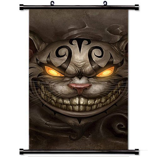 Wall Posters Wall Scroll Poster with Alice Madness Returns Cheshire Cat Home Decor Fabric Painting 23.6 X 35.4 Inch